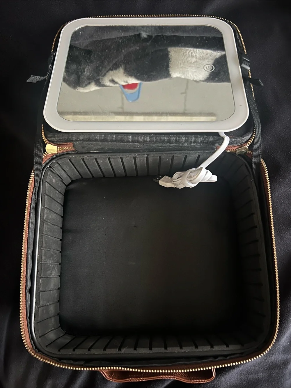 Brown Women’s Check-Pattern Travel Makeup Bag